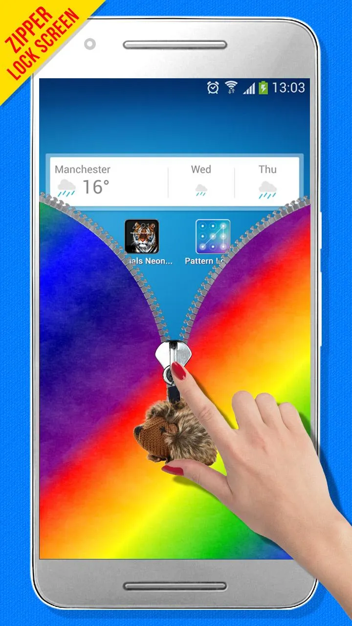 Rainbow Zipper Lock Screen | Indus Appstore | Screenshot