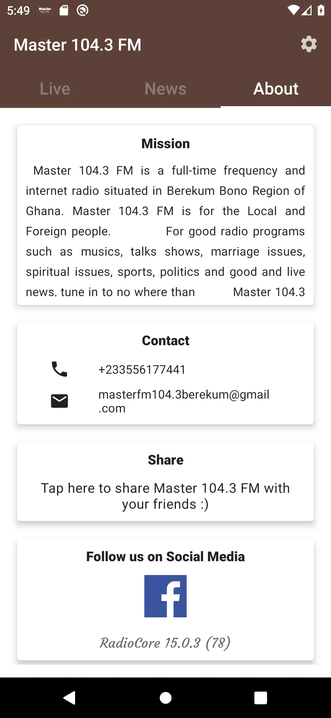 Master FM Berekum (104.3) | Indus Appstore | Screenshot