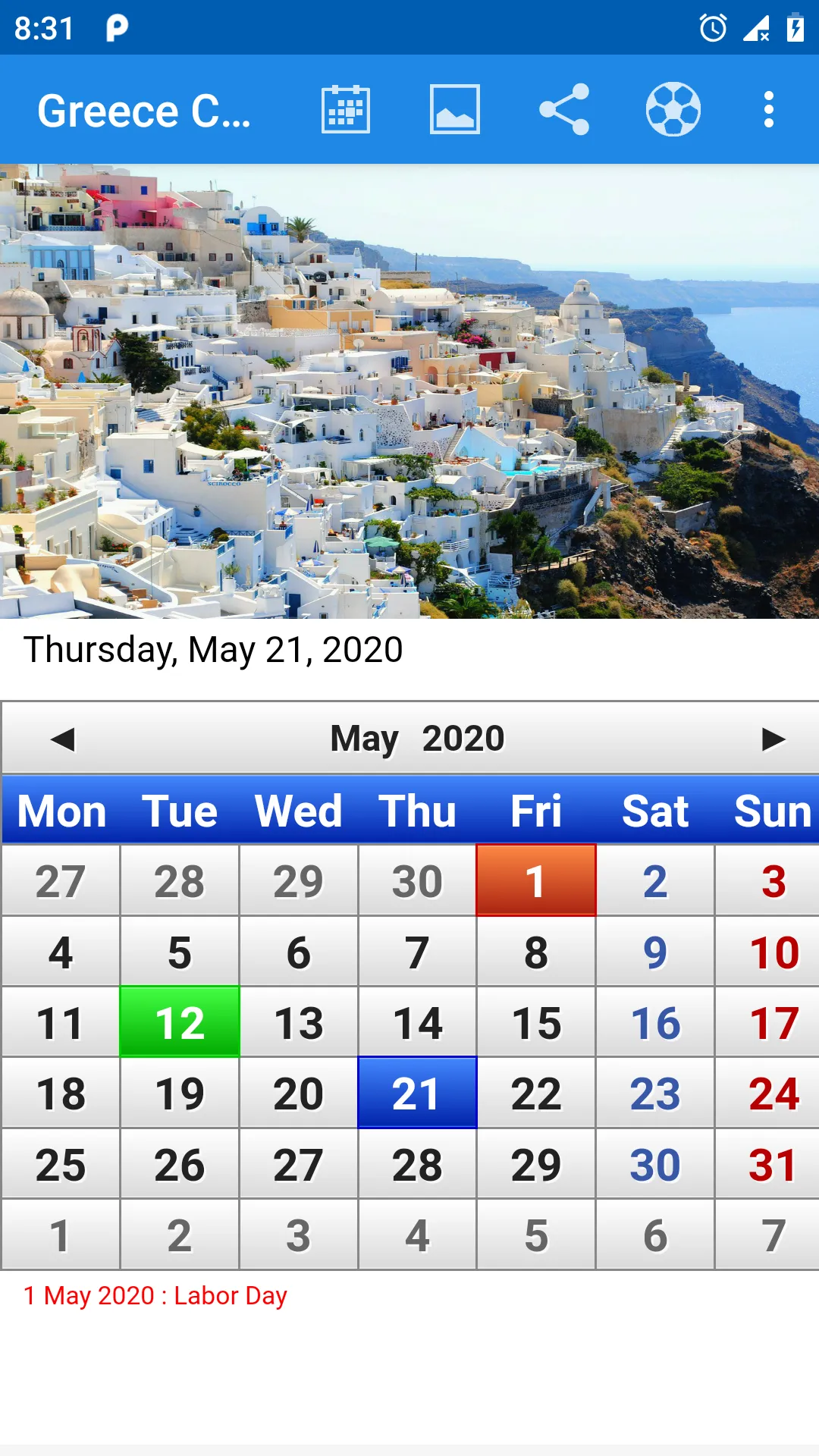 Greece Calendar - Holidays 202 | Indus Appstore | Screenshot