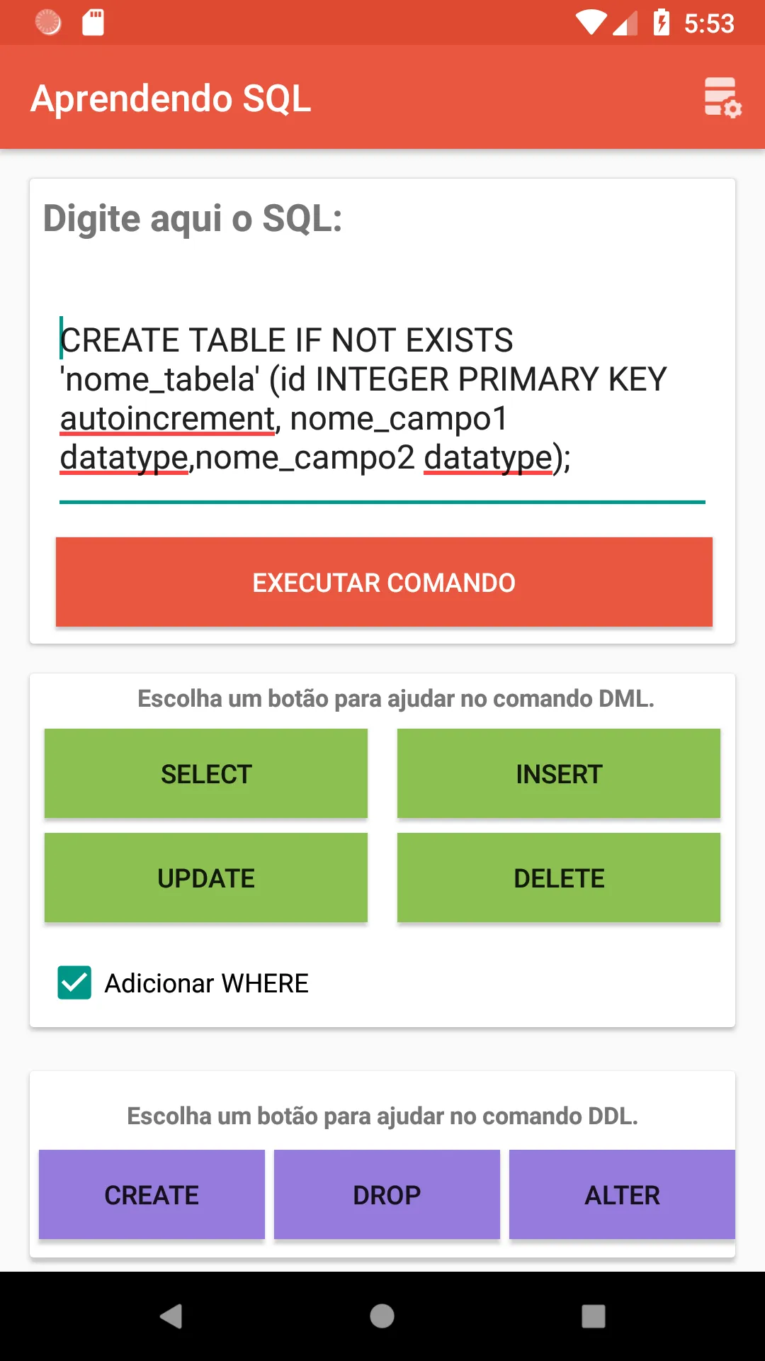 Aprendendo SQL | Indus Appstore | Screenshot