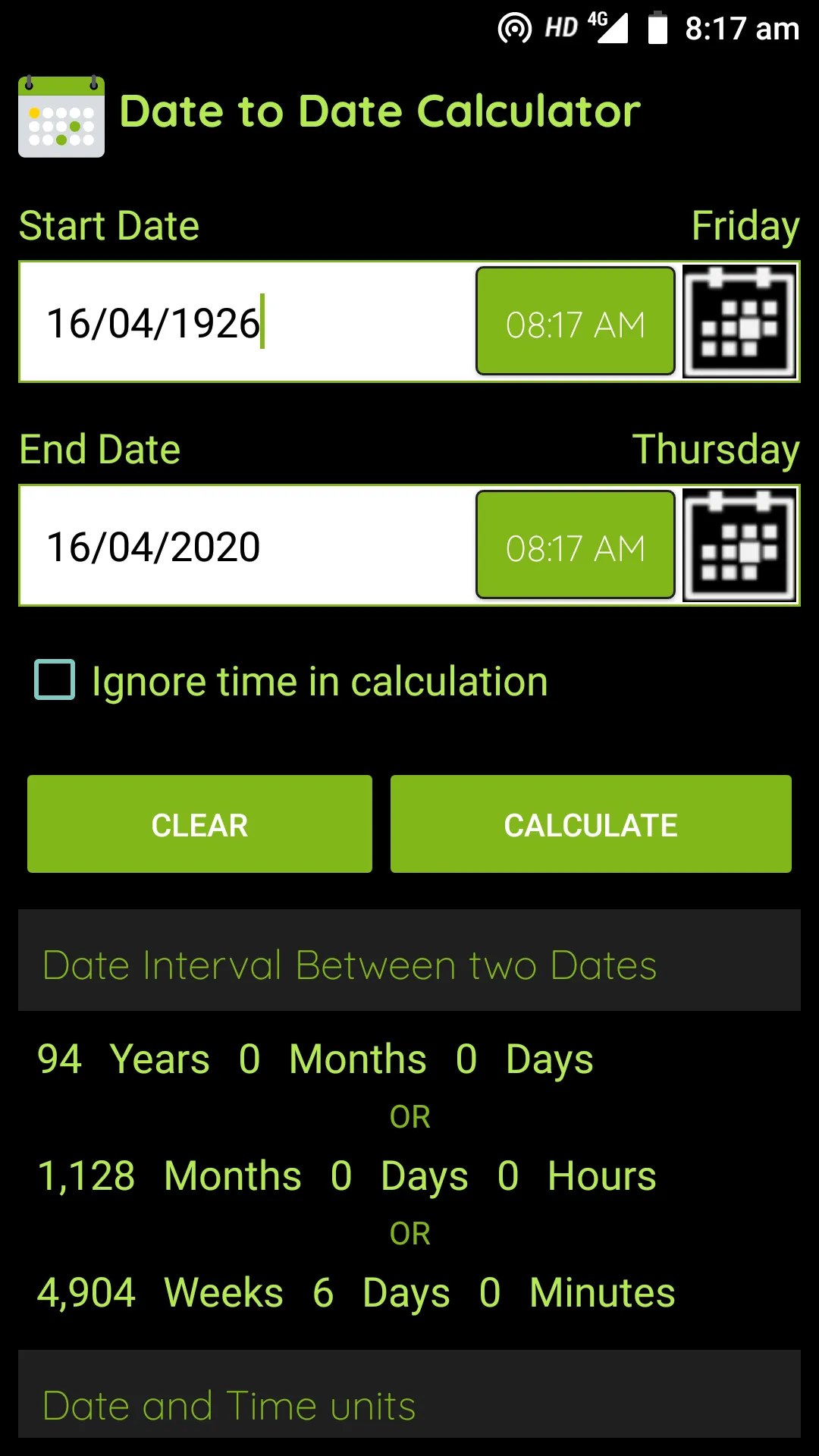 Date Calculator | Indus Appstore | Screenshot