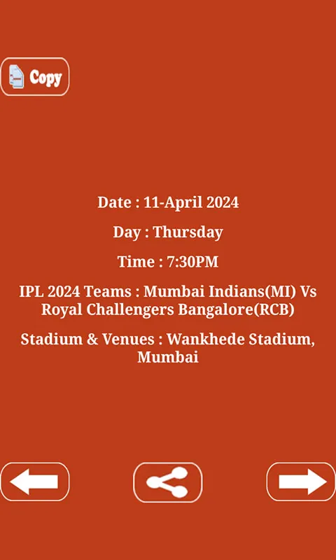 Indian Sports Schedule | Indus Appstore | Screenshot