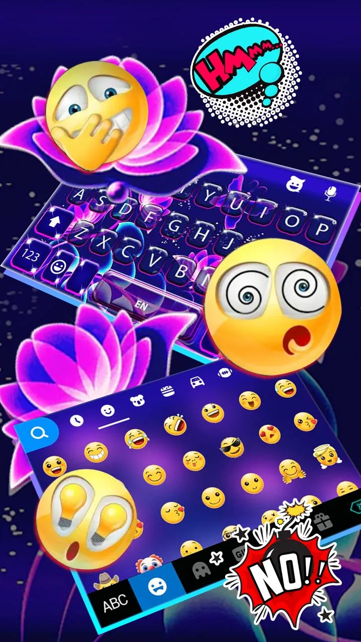 Purple Neon Flowers Keyboard T | Indus Appstore | Screenshot