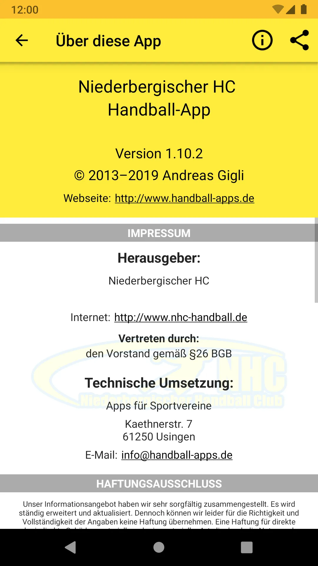 Niederbergischer Handball-Club | Indus Appstore | Screenshot