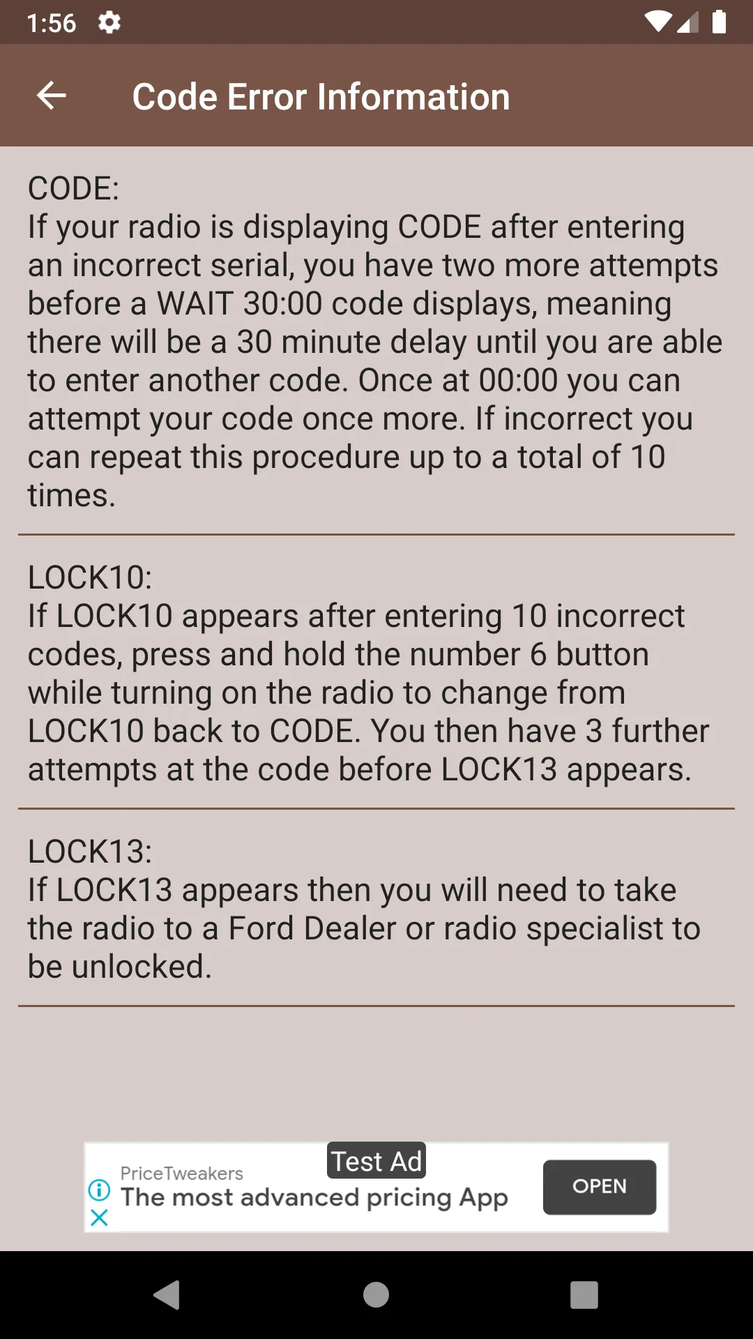 VFord Radio Security Code | Indus Appstore | Screenshot