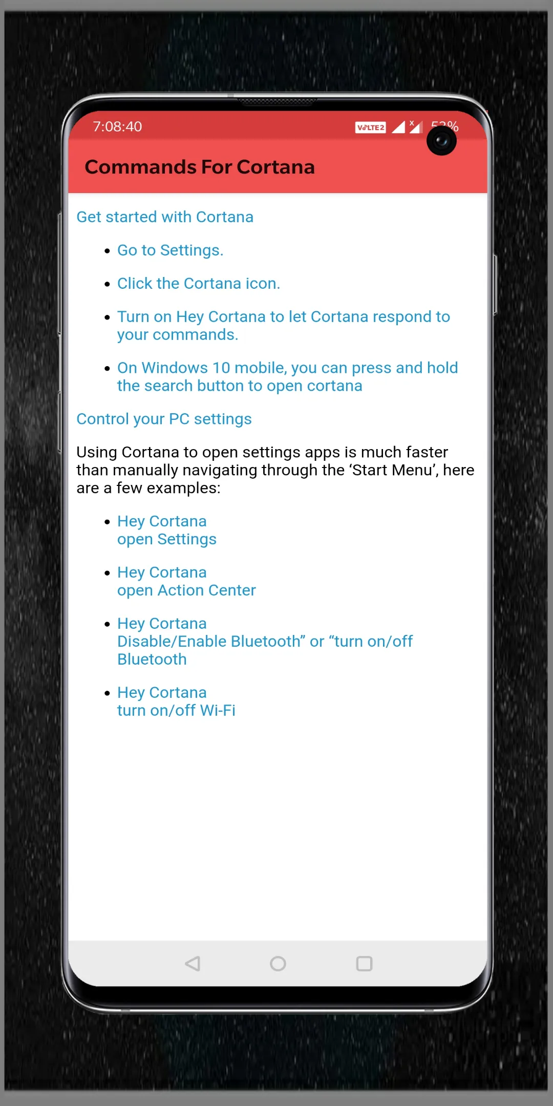 Commands For Cortana | Indus Appstore | Screenshot