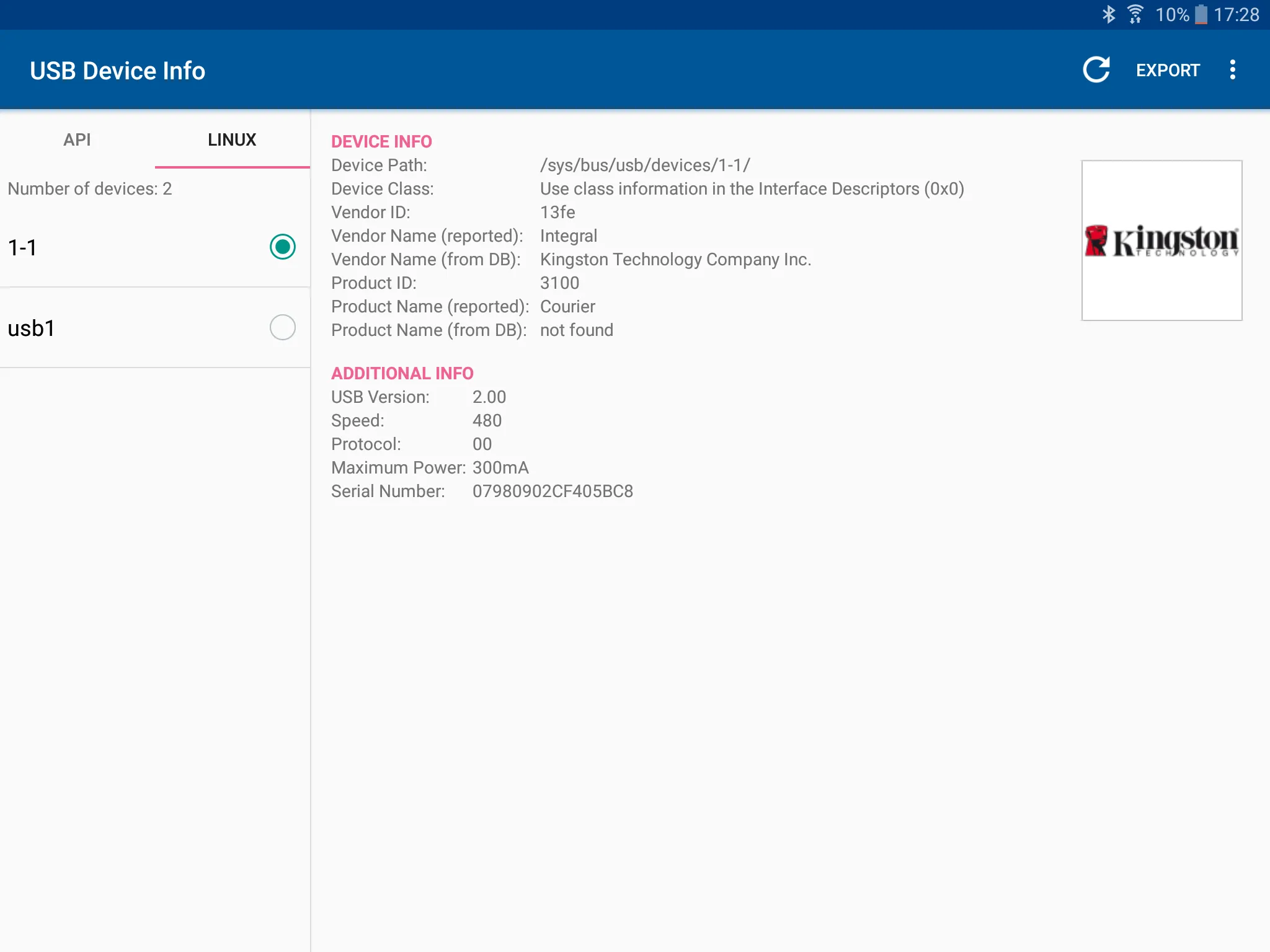 USB Device Info | Indus Appstore | Screenshot