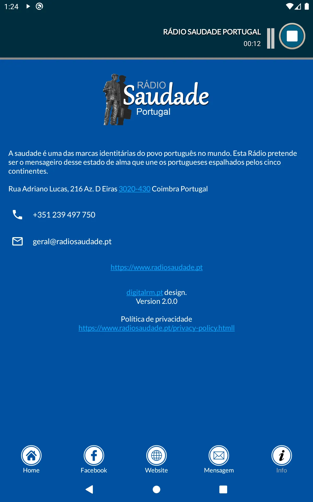 Rádio Saudade Portugal | Indus Appstore | Screenshot