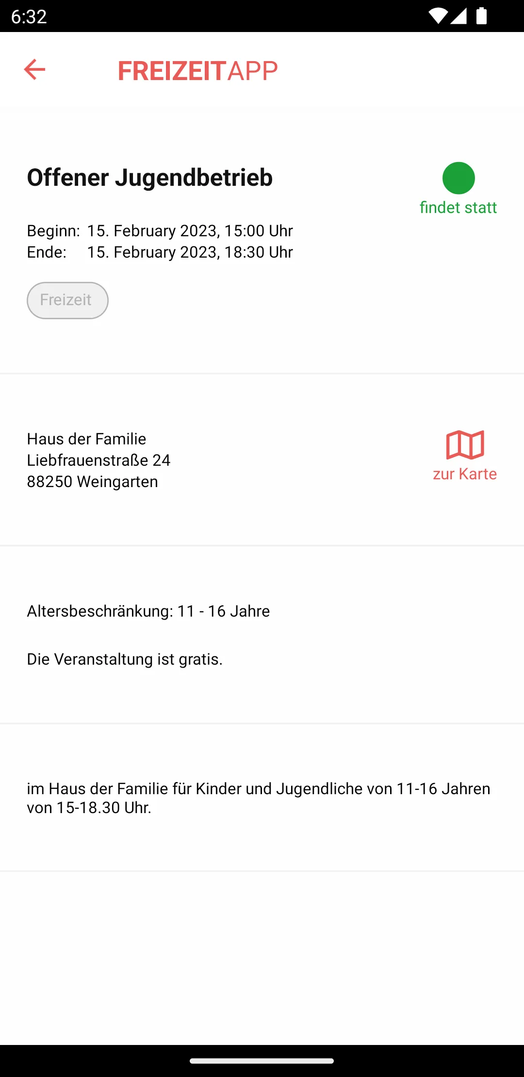 Freizeitapp Weingarten | Indus Appstore | Screenshot