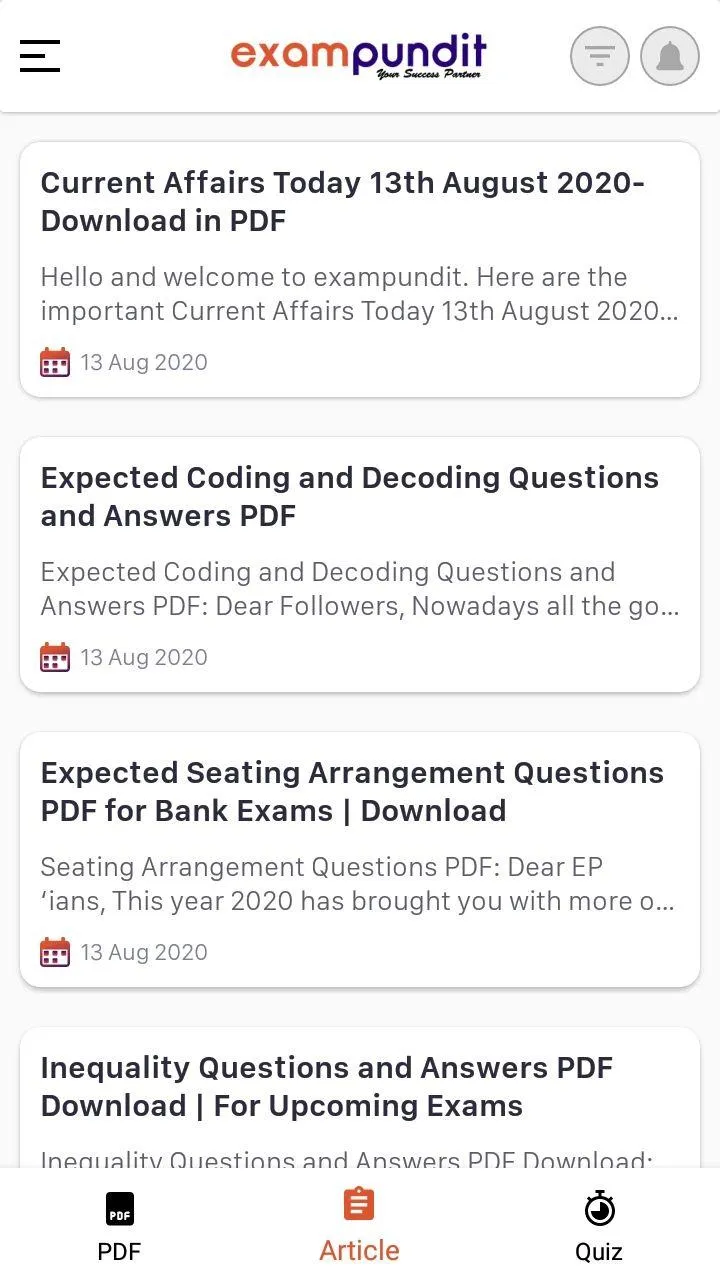 Exampundit - PDFsand Quizzes | Indus Appstore | Screenshot