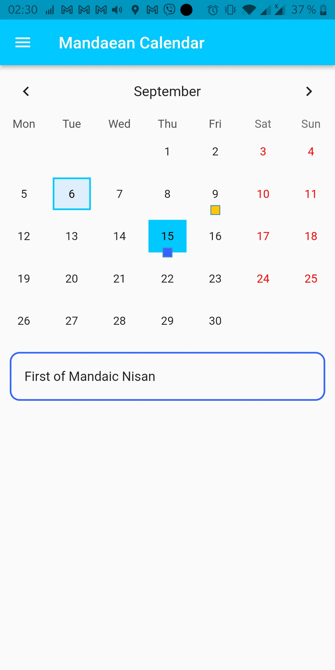 Mandaean Calendar | Indus Appstore | Screenshot