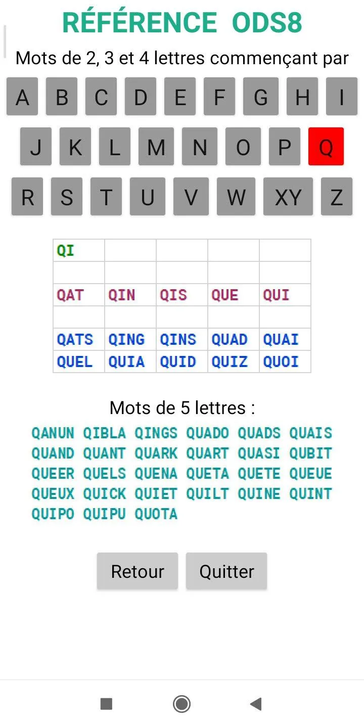 Mots scrabble 2 à 5 lettres | Indus Appstore | Screenshot