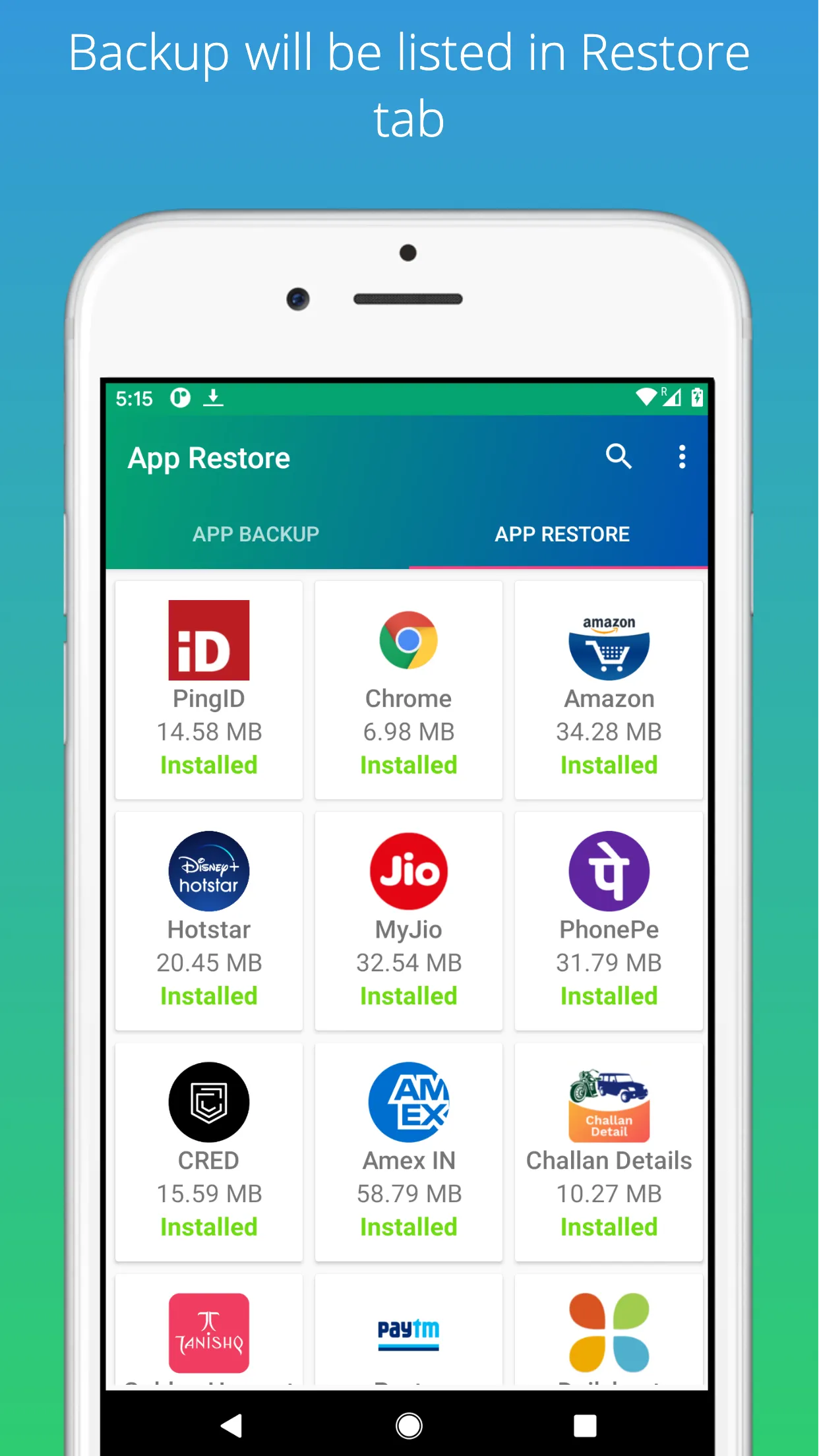 App Backup and Restore | Indus Appstore | Screenshot