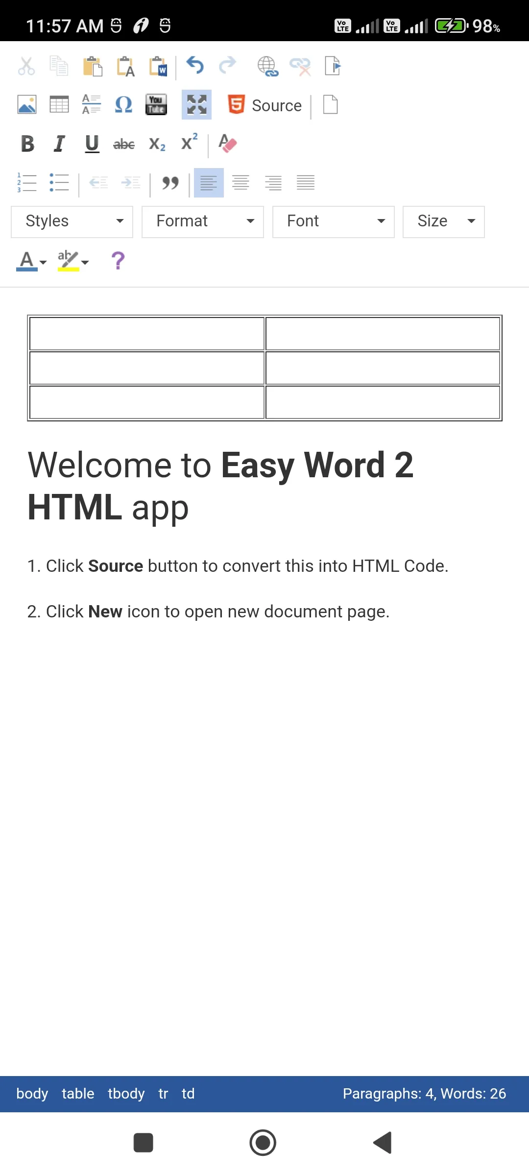 Easy Word 2 HTML Editor | Indus Appstore | Screenshot