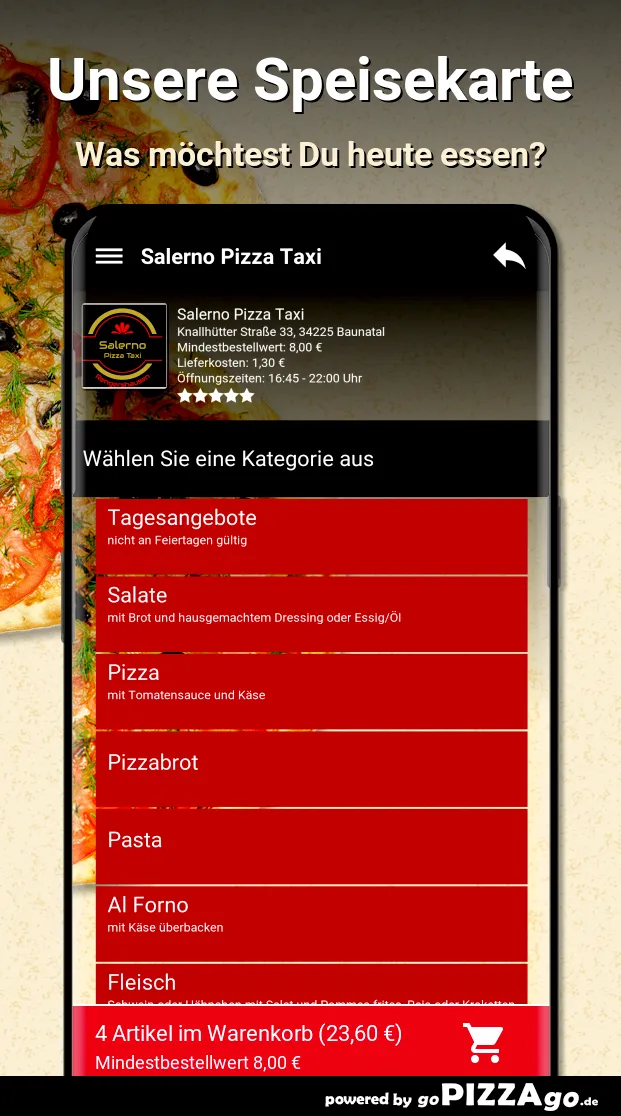 Salerno Pizza Taxi Baunatal | Indus Appstore | Screenshot