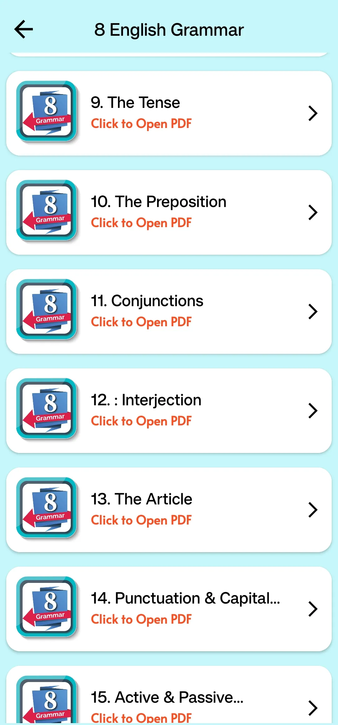 Class 8 English Grammar Book | Indus Appstore | Screenshot