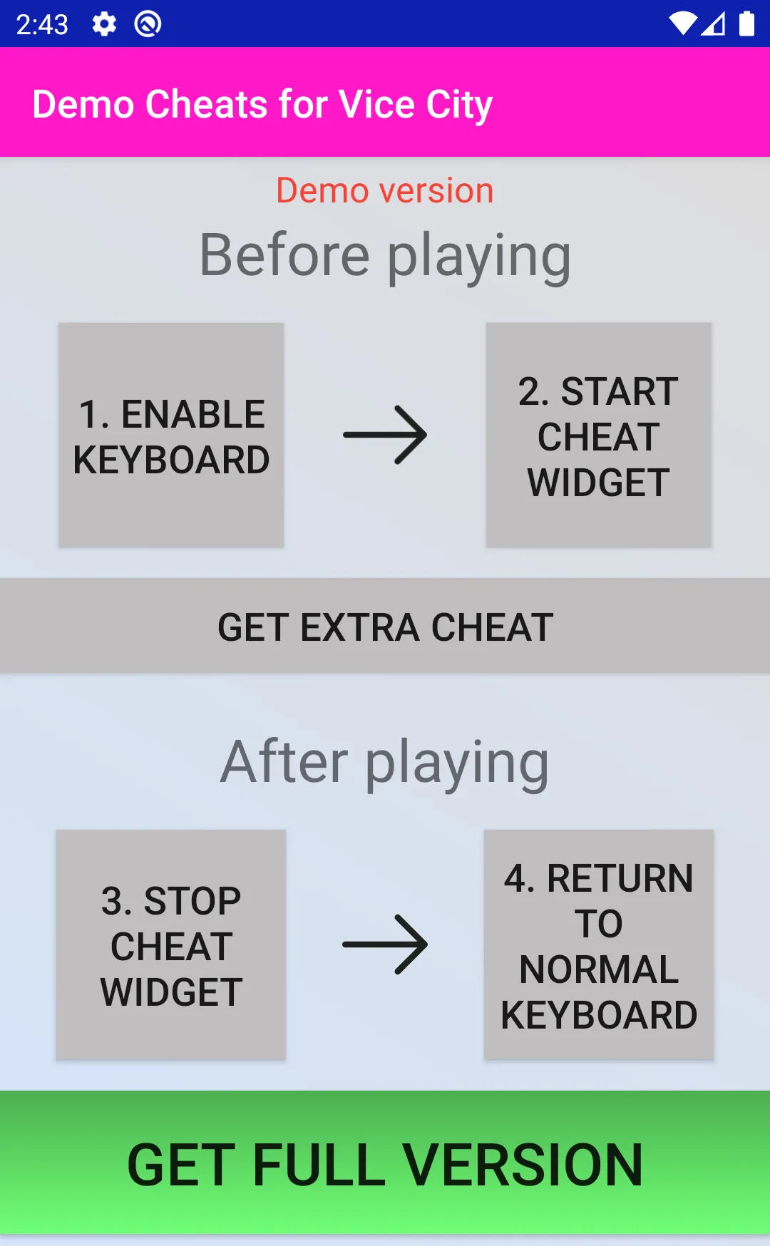 Cheats Keyboard Demo for Vice  | Indus Appstore | Screenshot