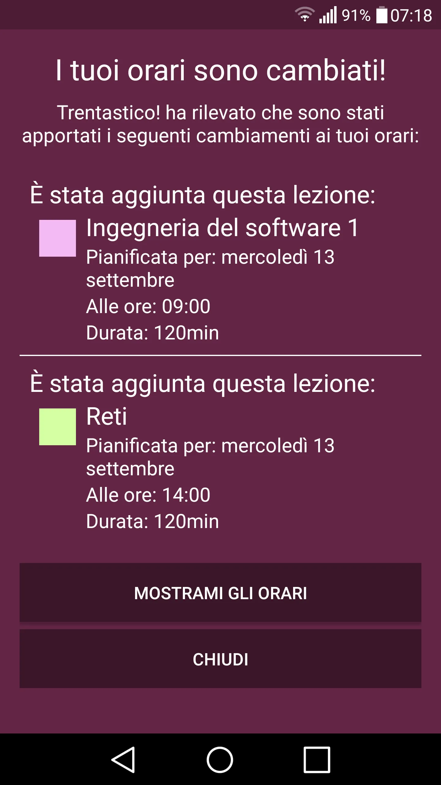 Trentastico! - Orari UniTN | Indus Appstore | Screenshot