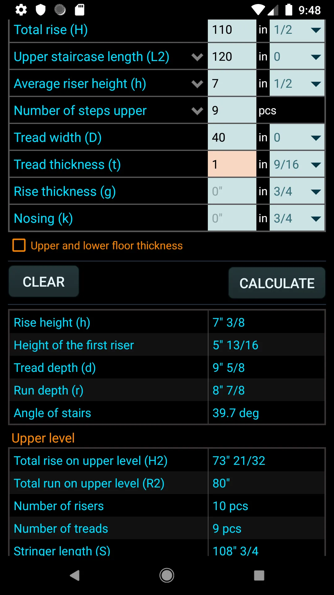 Classic stair calculator | Indus Appstore | Screenshot