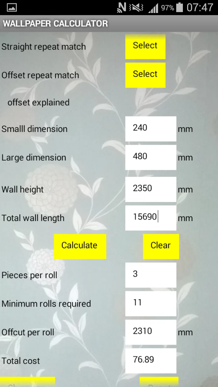 Wallpaper Calculator | Indus Appstore | Screenshot