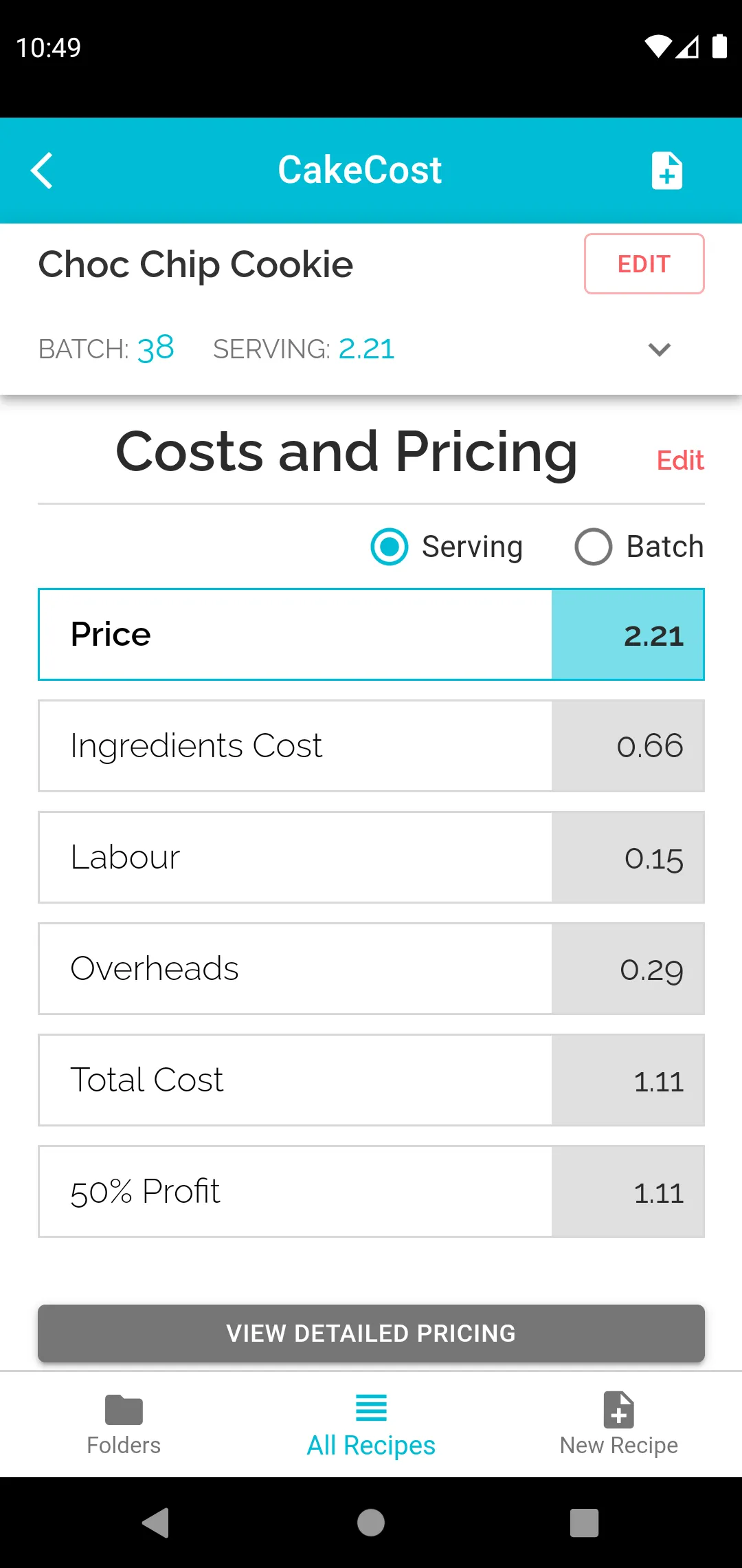 CakeCost | Indus Appstore | Screenshot