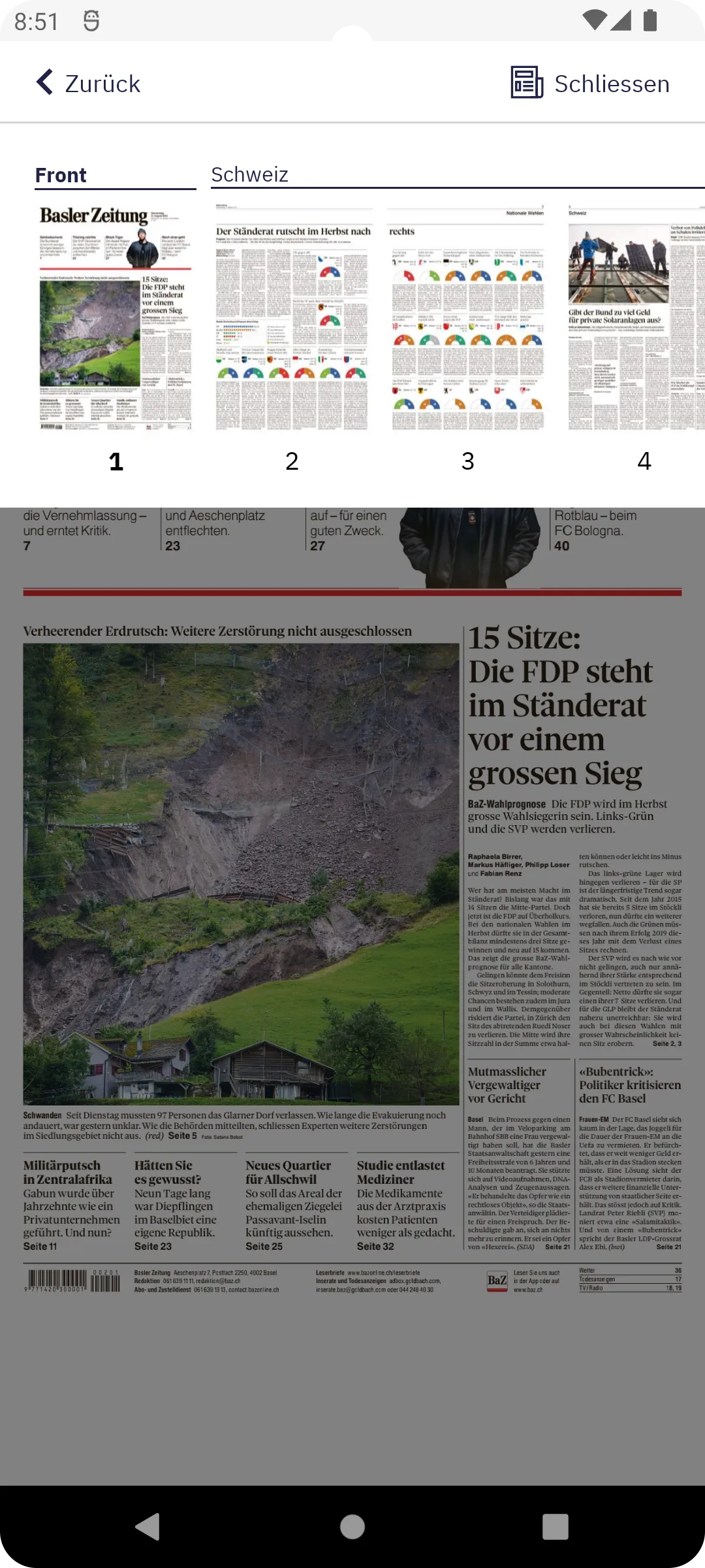 Basler Zeitung E-Paper | Indus Appstore | Screenshot