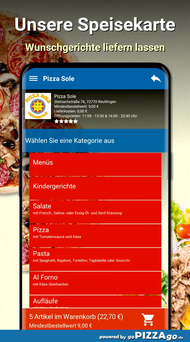 Pizza Sole Reutlingen | Indus Appstore | Screenshot