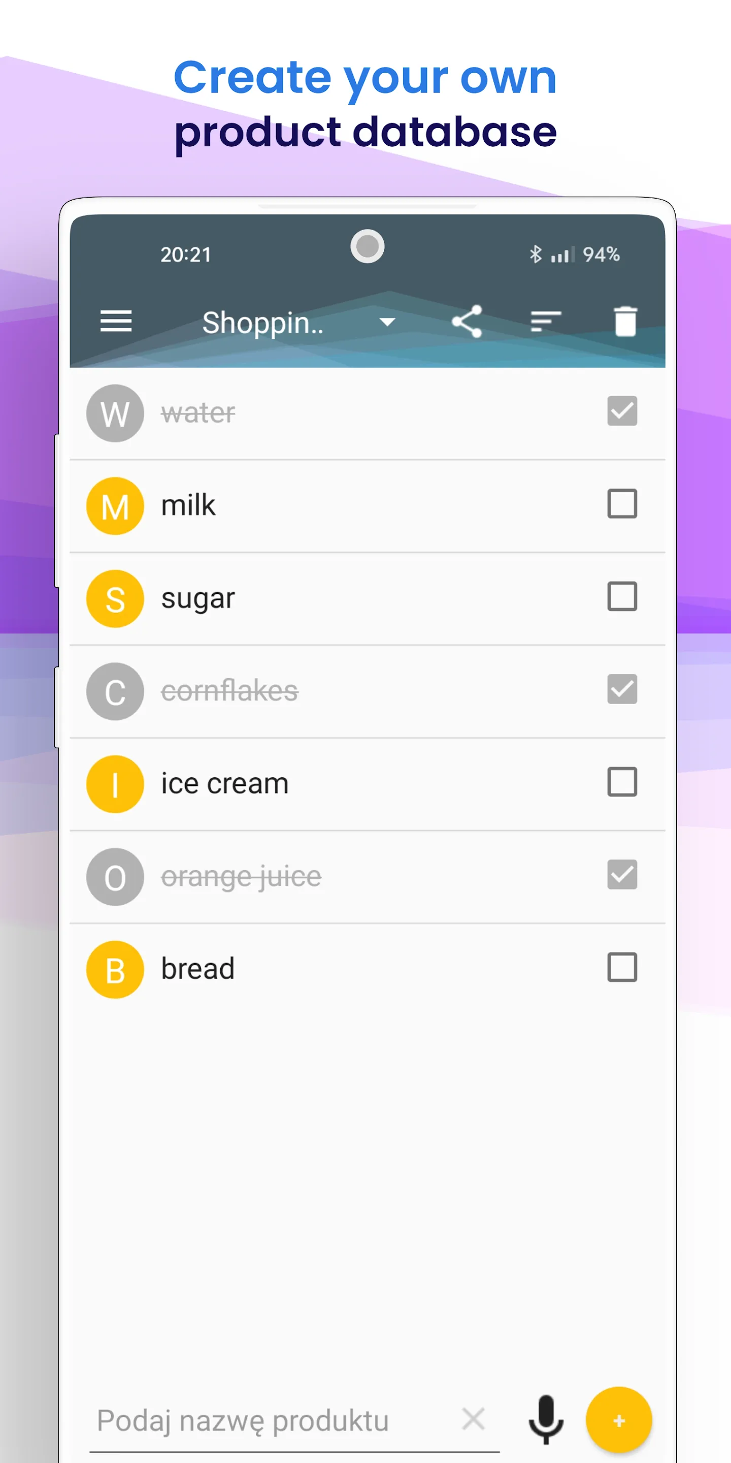 Simple shopping list | Indus Appstore | Screenshot