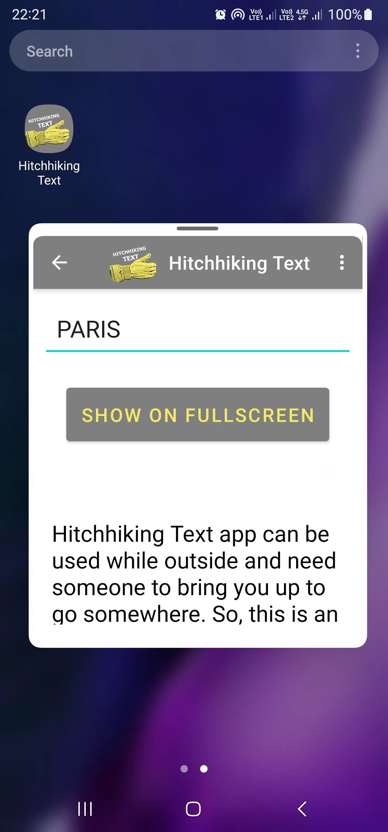 Hitchhiking Text | Indus Appstore | Screenshot