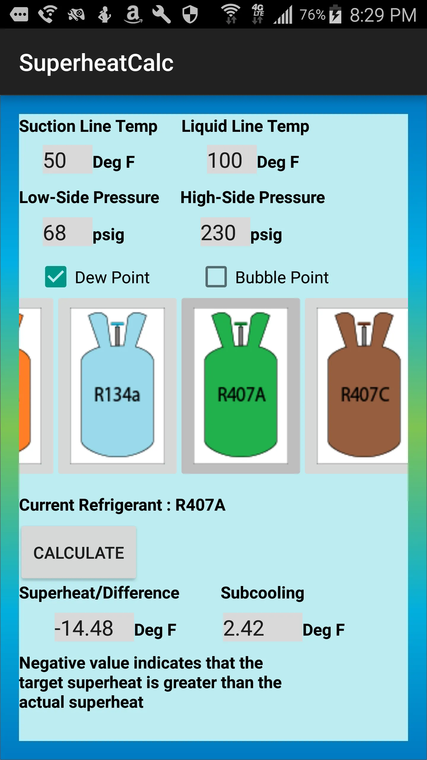 HVAC Superheat Calculator | Indus Appstore | Screenshot