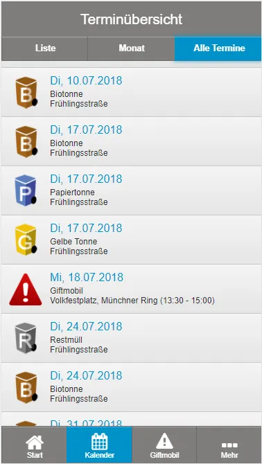 Unterschleissheim Abfall-App | Indus Appstore | Screenshot