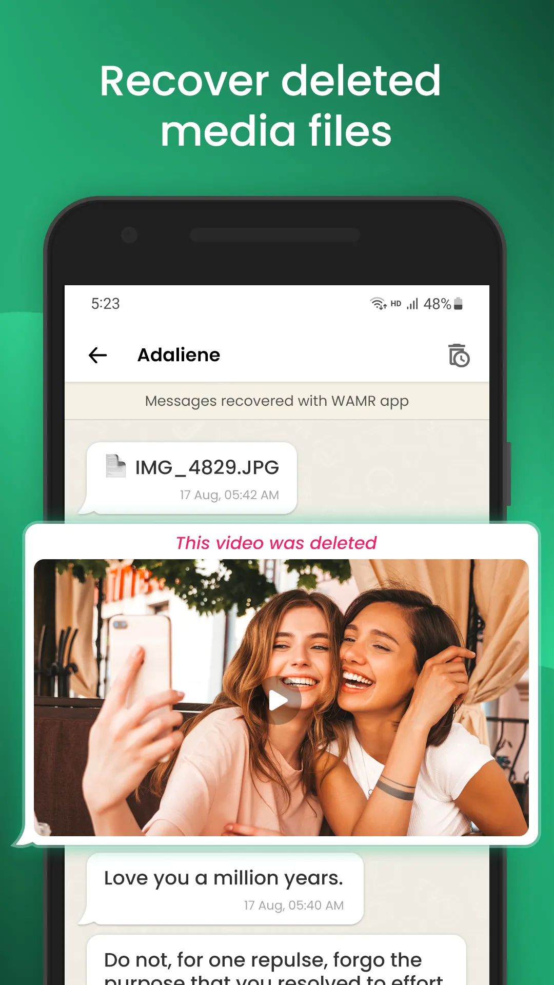 WAMR: Recover Deleted Messages | Indus Appstore | Screenshot