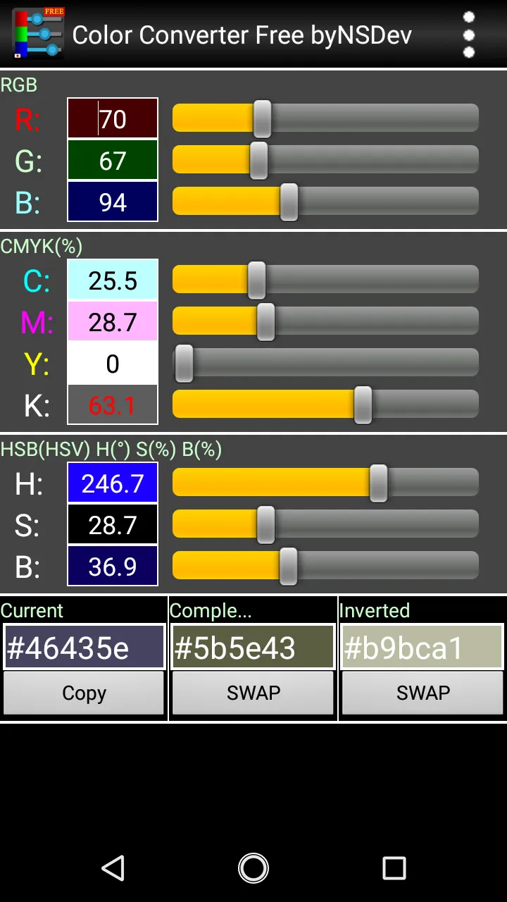 Color Converter byNSDev | Indus Appstore | Screenshot
