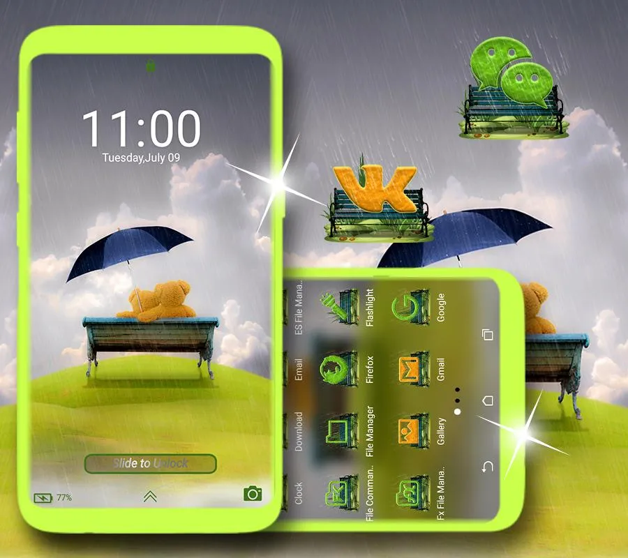 Rainy Teddy Launcher Theme | Indus Appstore | Screenshot