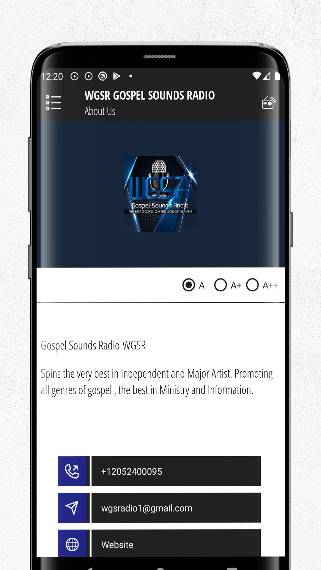 WGSR GOSPEL SOUNDS RADIO | Indus Appstore | Screenshot