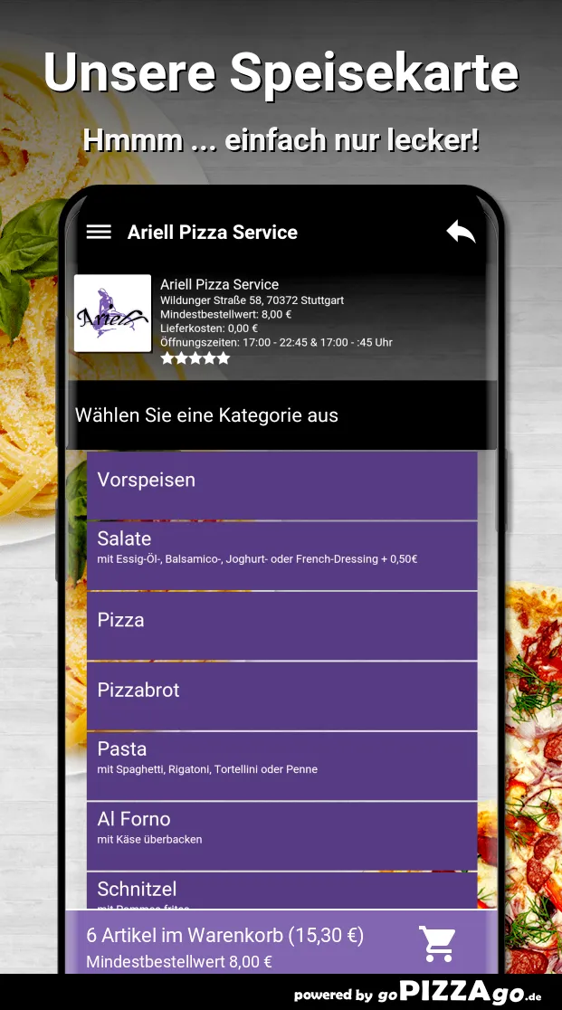 Ariell Pizza Service Stuttgart | Indus Appstore | Screenshot