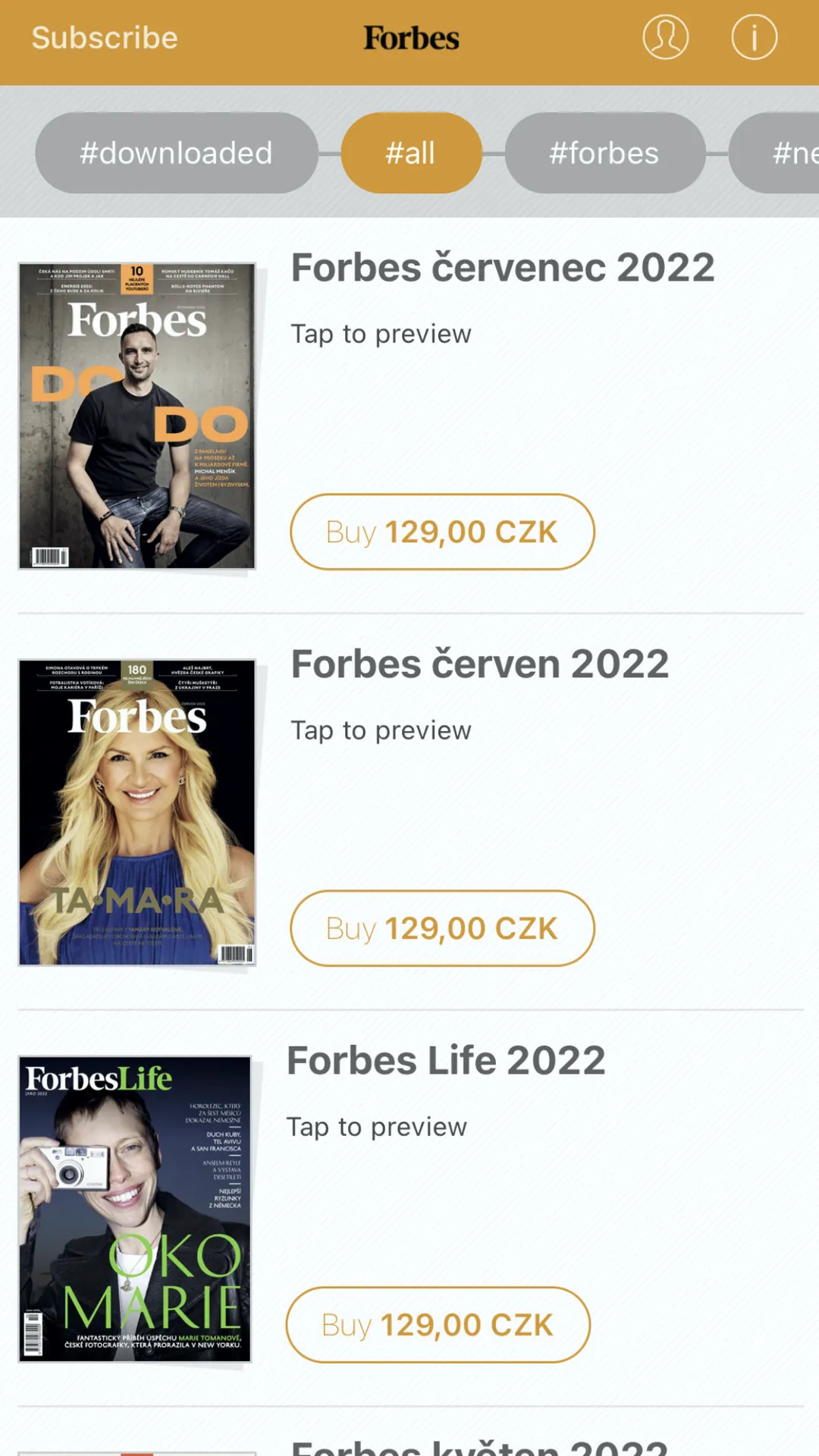 Forbes Česko 2019 | Indus Appstore | Screenshot