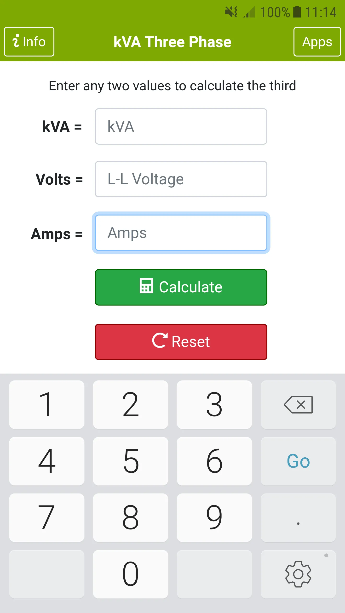 kVA Calculator | Indus Appstore | Screenshot