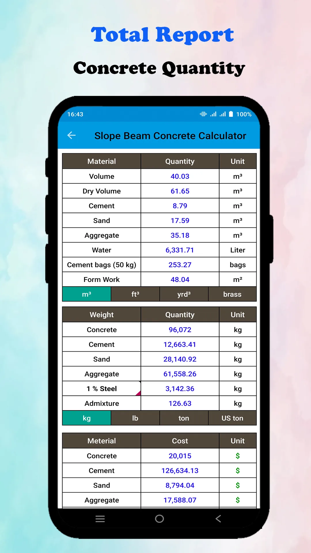 Concrete Calculator | Indus Appstore | Screenshot