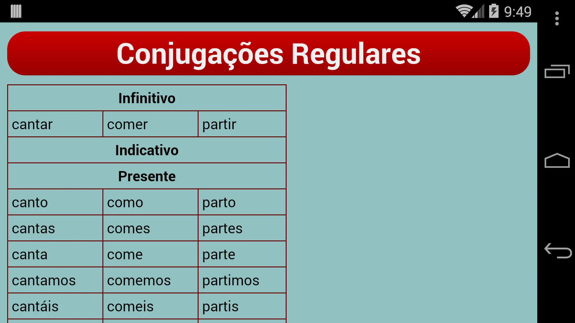 Portuguese Verb Trainer Pro | Indus Appstore | Screenshot