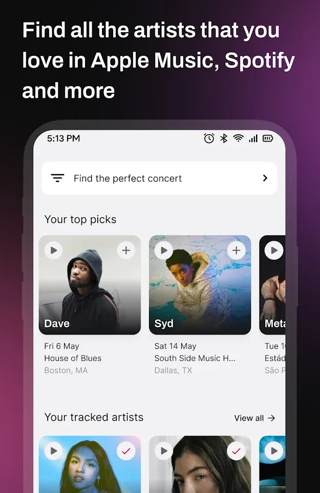 Songkick Concerts | Indus Appstore | Screenshot