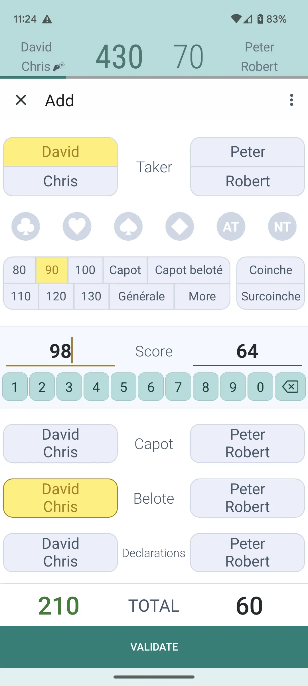 Belote Score | Indus Appstore | Screenshot