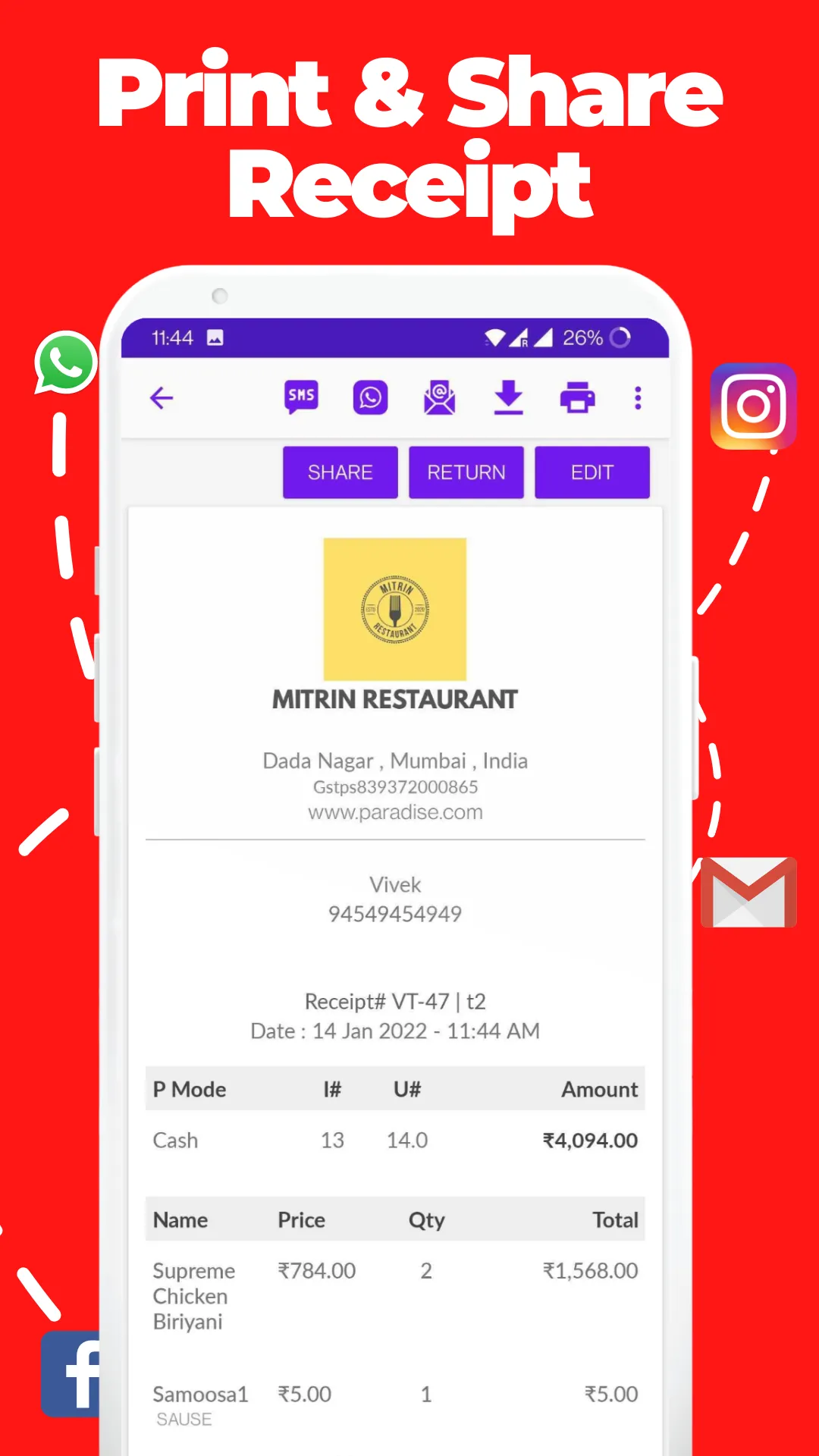 Restaurant & Café Billing POS | Indus Appstore | Screenshot