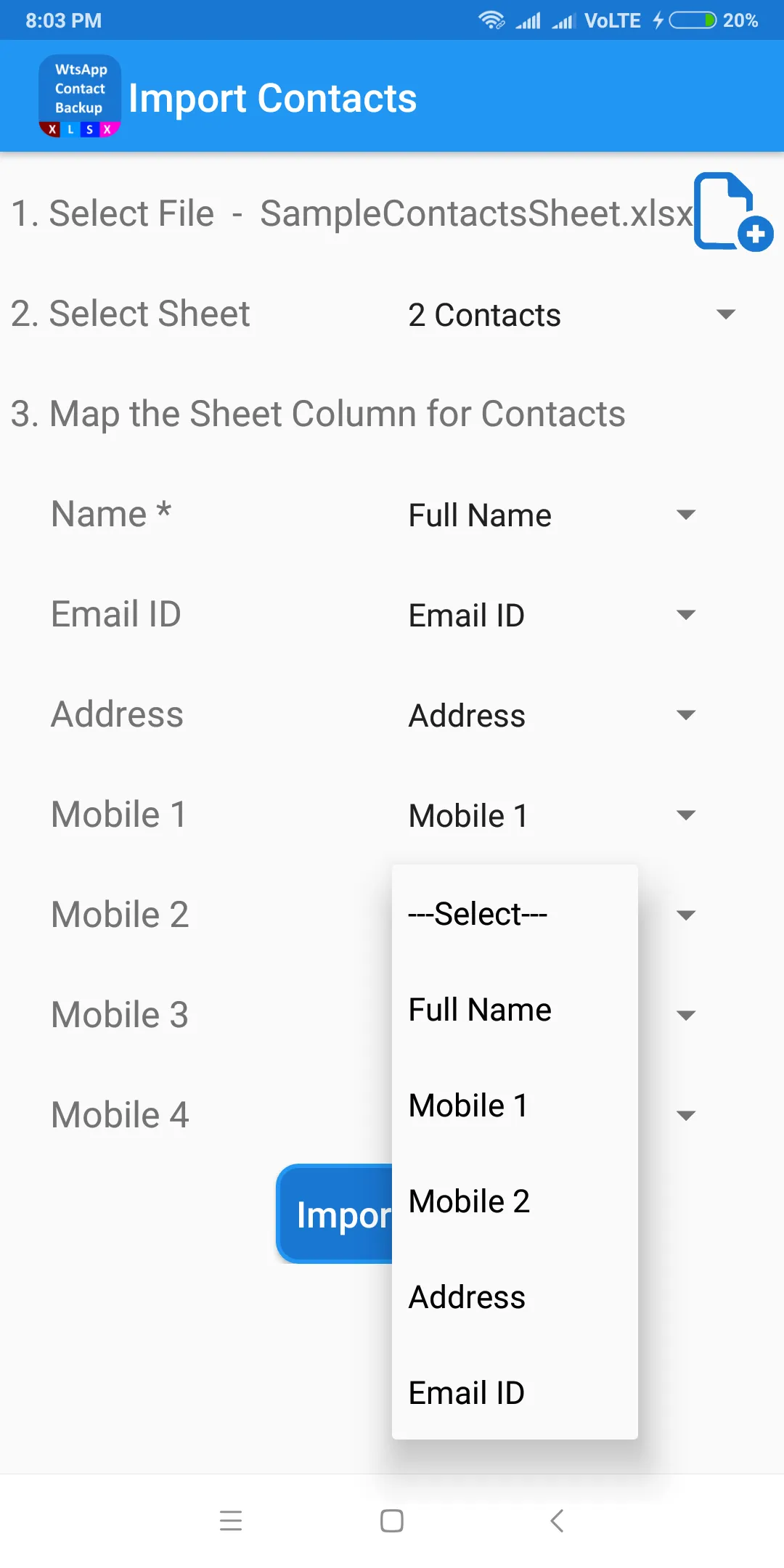 Backup Contacts To Excel For W | Indus Appstore | Screenshot