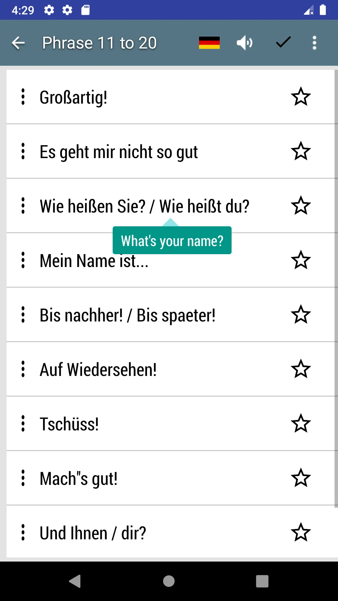 common German phrases | Indus Appstore | Screenshot