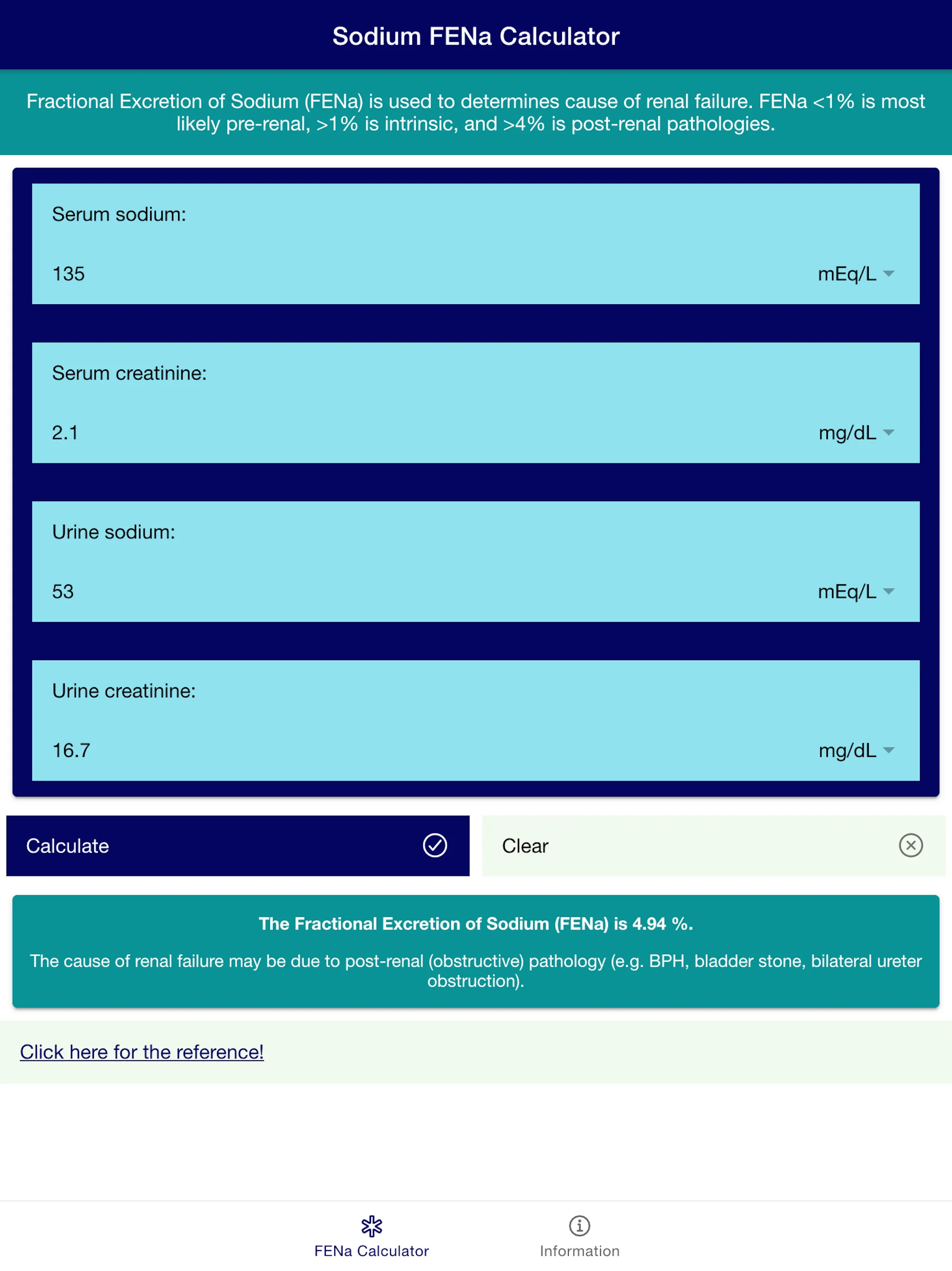 Sodium FENa Calculator | Indus Appstore | Screenshot