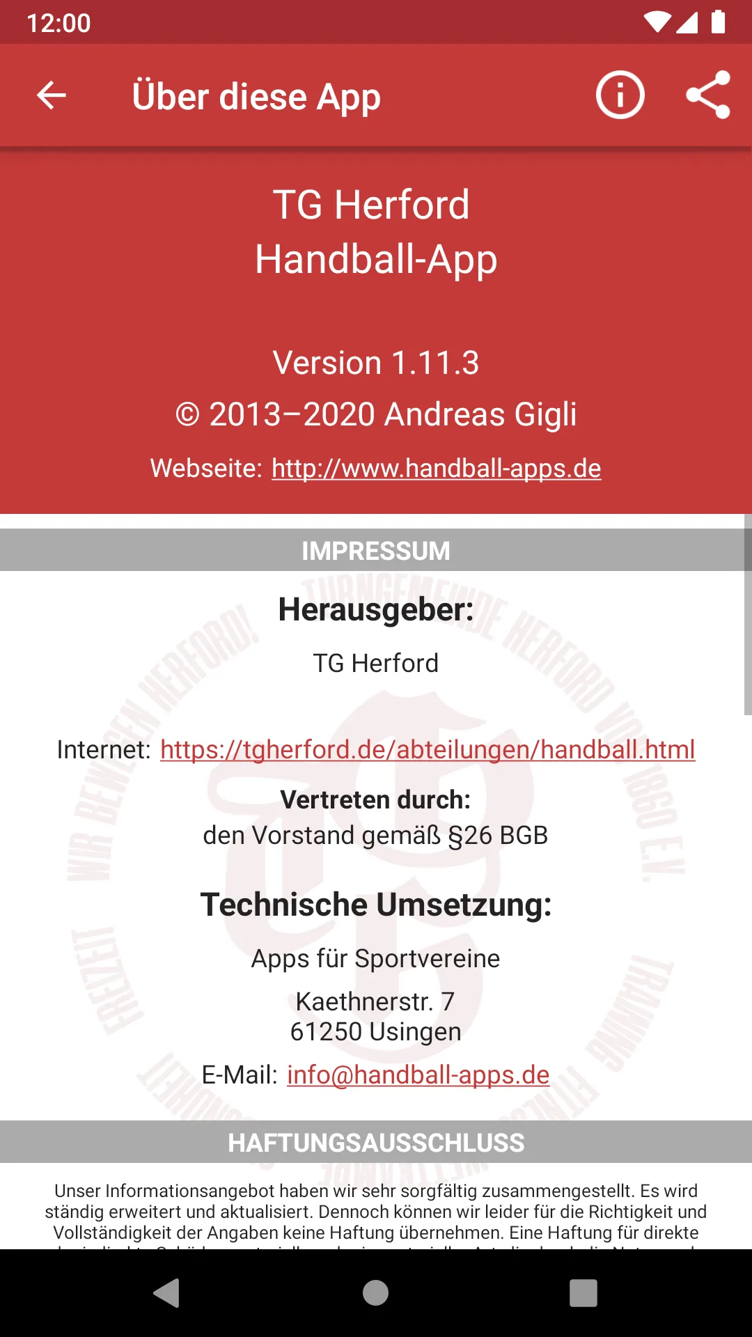 TG Herford Handball | Indus Appstore | Screenshot