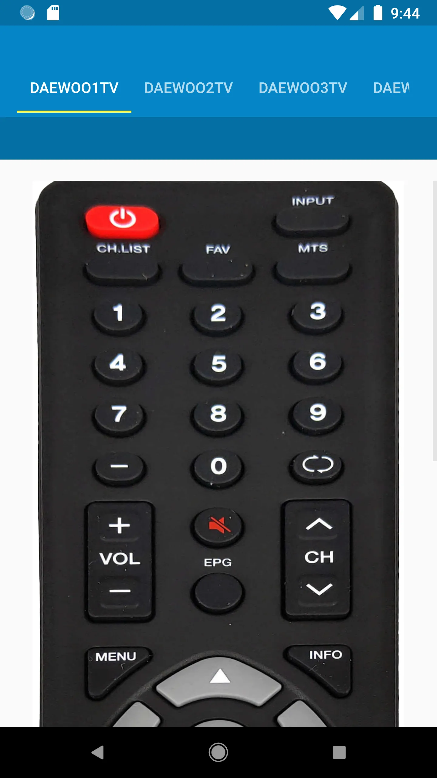 Daewoo TV Remote Control | Indus Appstore | Screenshot