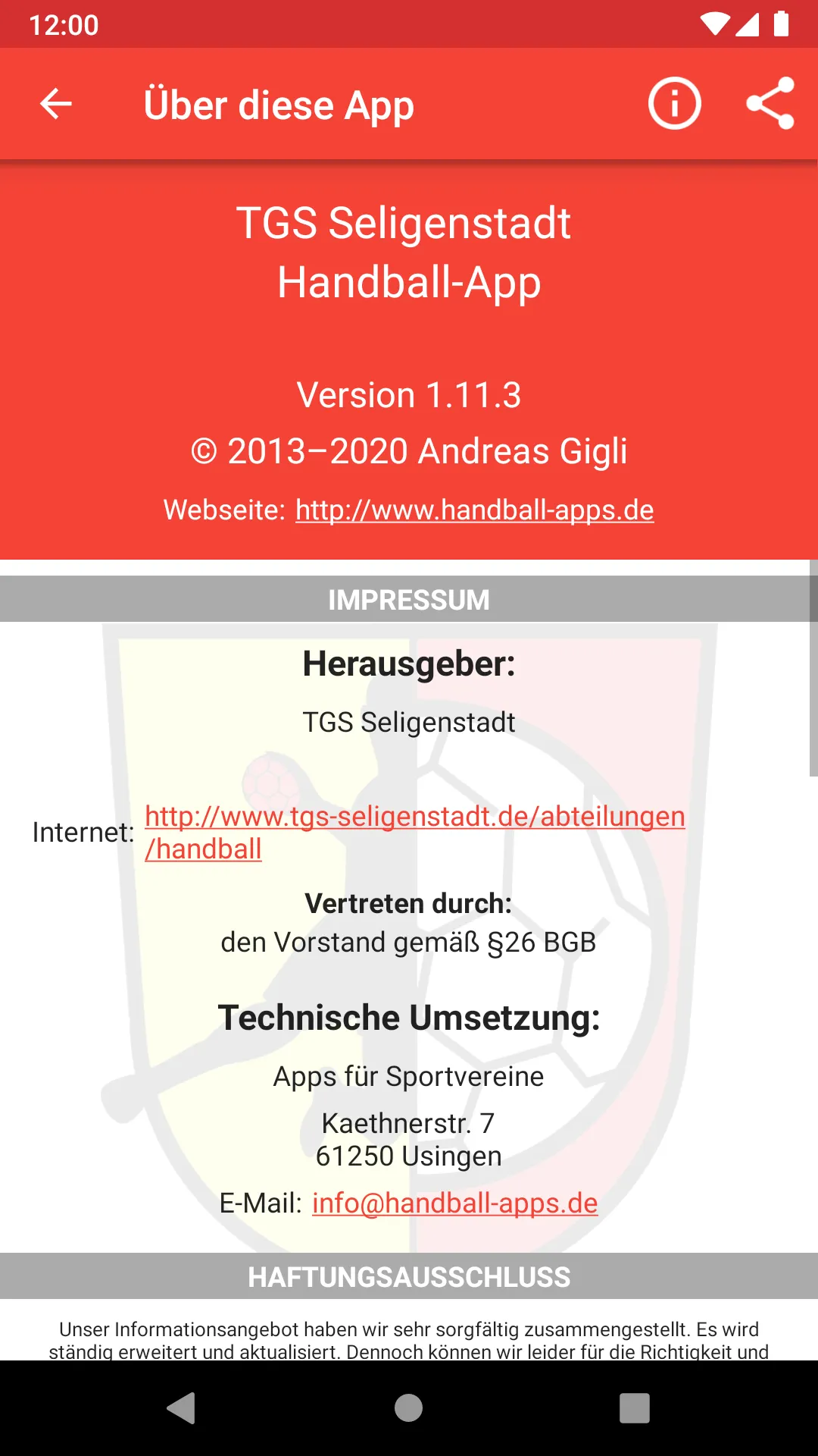 TGS Seligenstadt Handball | Indus Appstore | Screenshot