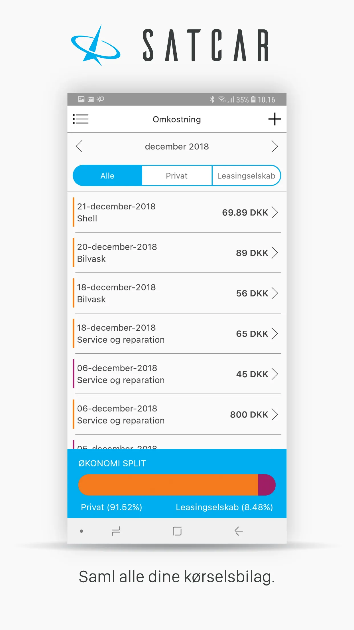 SATCAR - Kørebog, Splitleasing | Indus Appstore | Screenshot